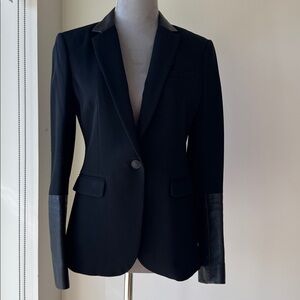 Rag & Bone Black Blazer with Leather Details